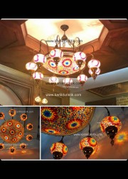 10 Kollu Ortası Plafonyer Metal Sıvama No2 Mozaik Set Avize - I-S-C-5333